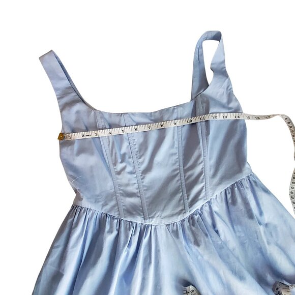 Blue Cotton Sleeveless Midi Dress With Fitted Bodice & Flared Skirt Size M - Picture 4 of 11